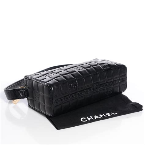 CHANEL Lambskin CC Chocolate Bar Shoulder Bag Black